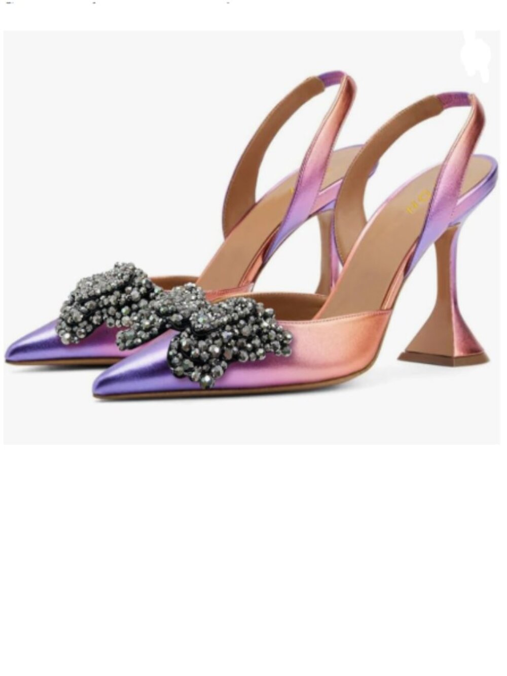 YDN Multi Bowknots Pumps Sandals Studded Slingback Slip On Unique Heels Shoes